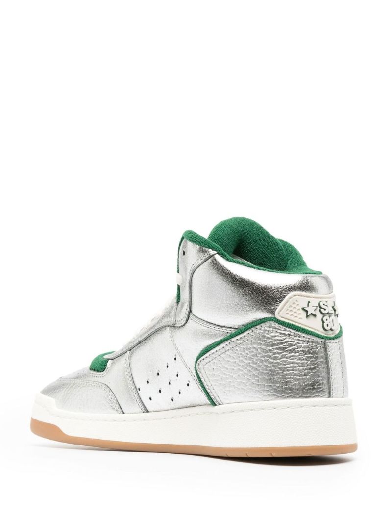 Silver Sl/80 High Top Leather Sneakers