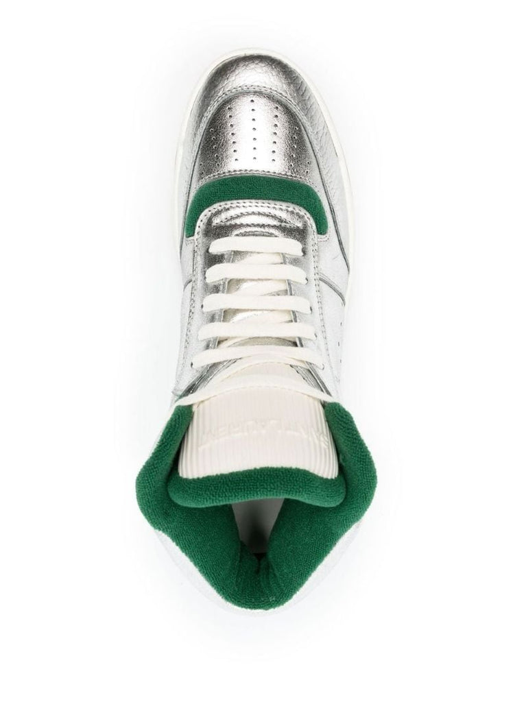 Silver Sl/80 High Top Leather Sneakers
