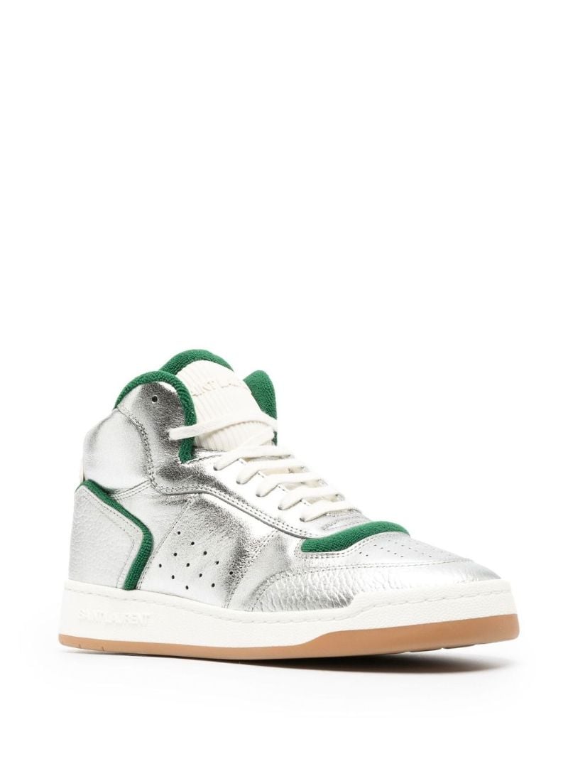 Silver Sl/80 High Top Leather Sneakers