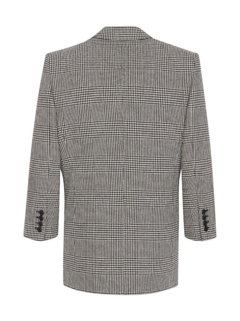 Black Houndstooth Double-breasted Blazer