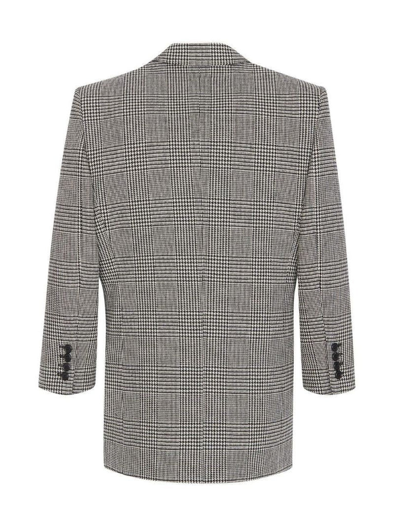 Black Houndstooth Double-breasted Blazer