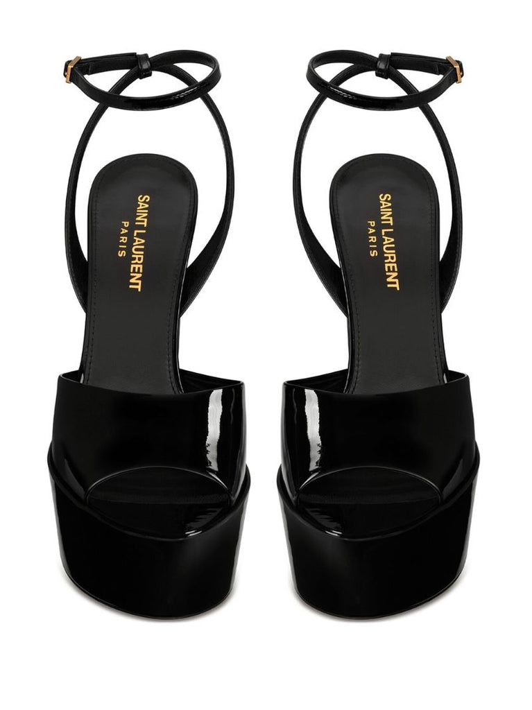Black Sexy 95 Platform Patent Leather Sandals
