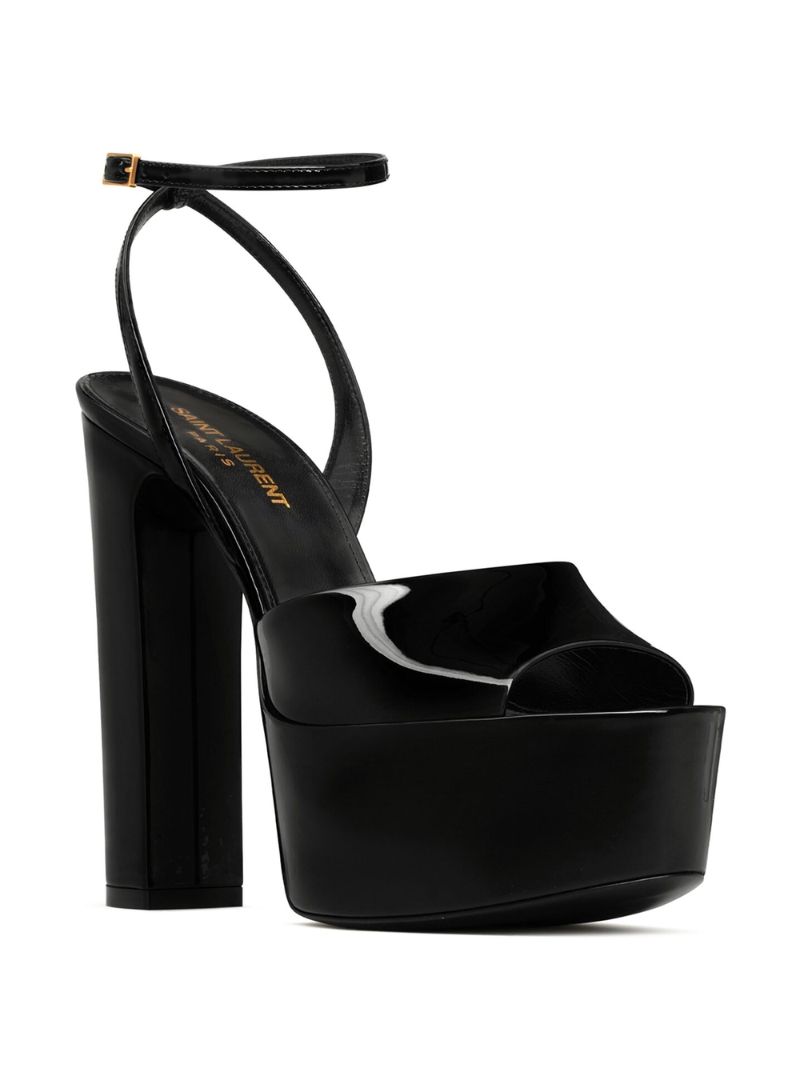 Black Sexy 95 Platform Patent Leather Sandals