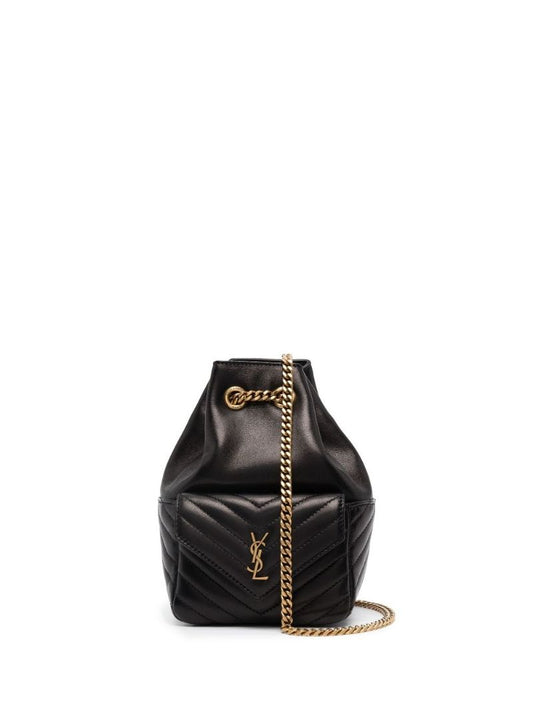 Black Joe Quilted Leather Mini Bucket Bag