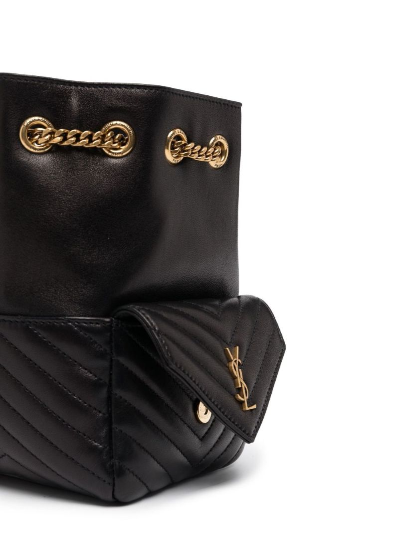 Black Joe Quilted Leather Mini Bucket Bag