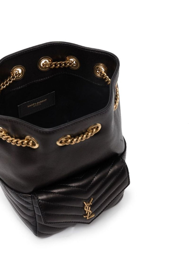 Black Joe Quilted Leather Mini Bucket Bag