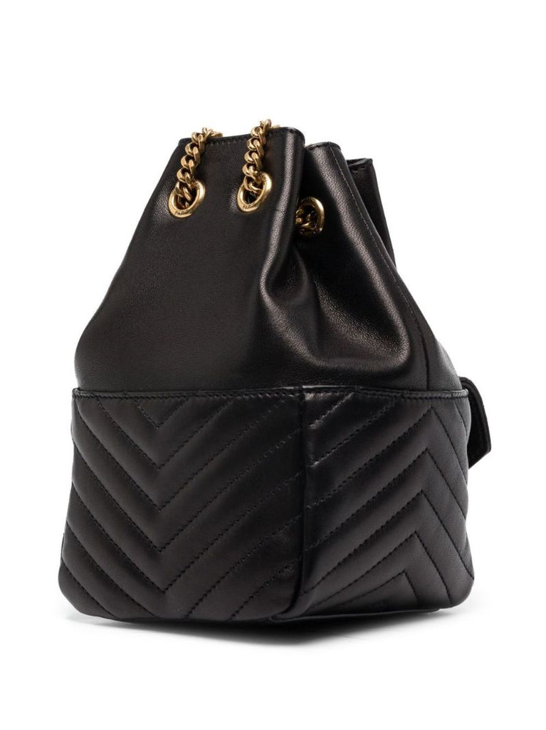 Black Joe Quilted Leather Mini Bucket Bag