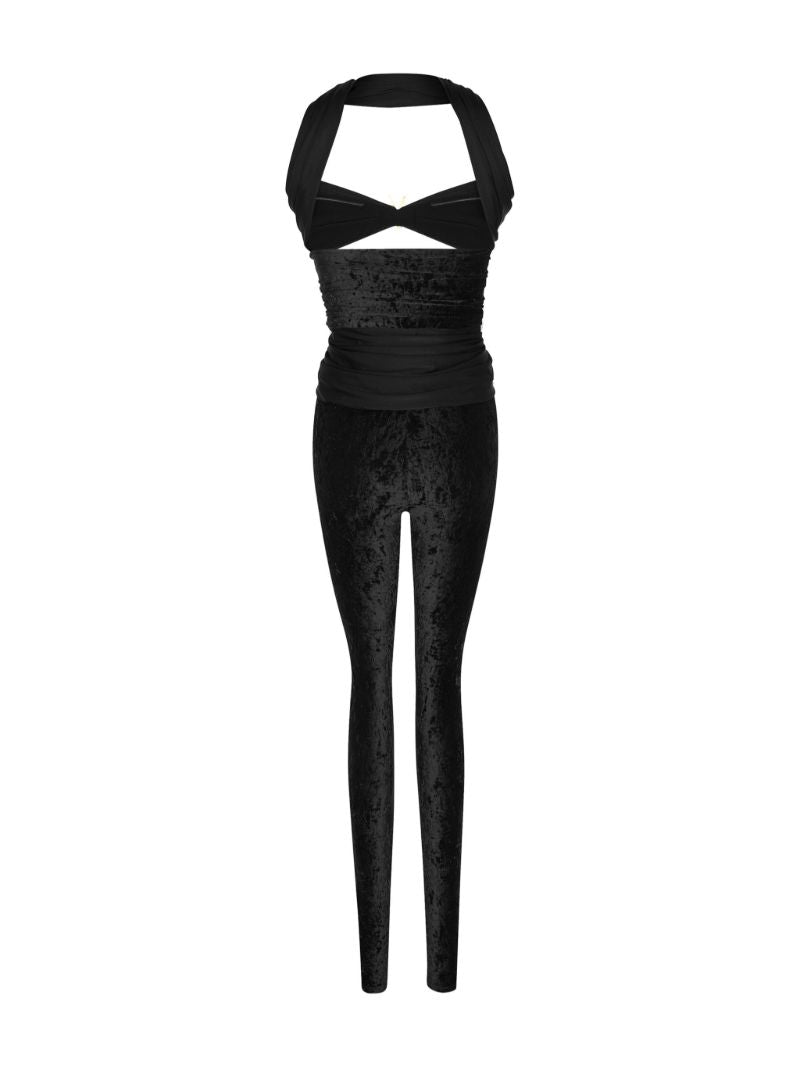 Black Cut-out Halterneck Jumpsuit