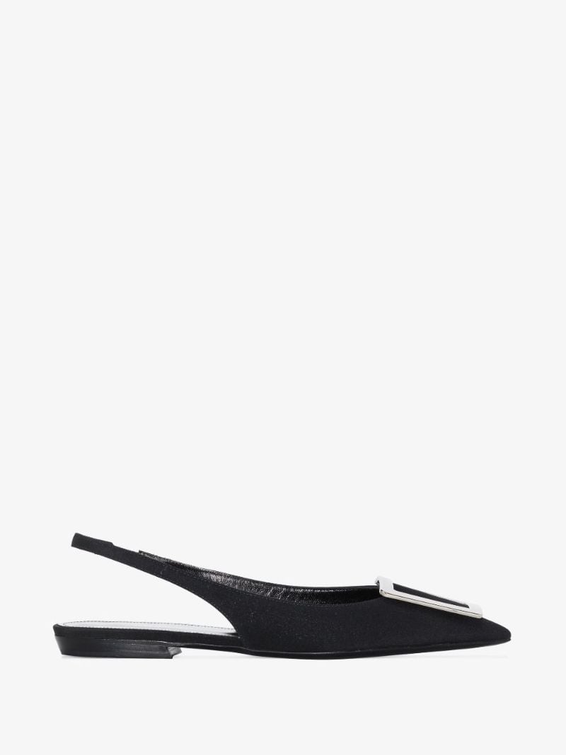 Black Maxine CrÃ_x0083_Âªpe De Chine Slingback Pumps