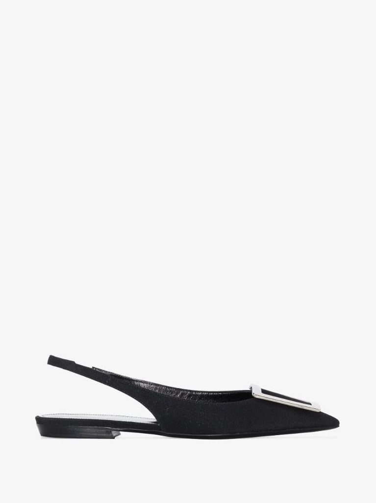 Black Maxine CrÃ_x0083_Âªpe De Chine Slingback Pumps