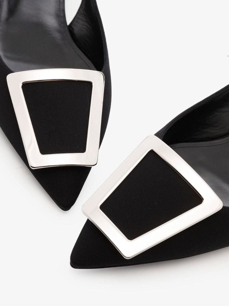 Black Maxine CrÃ_x0083_Âªpe De Chine Slingback Pumps