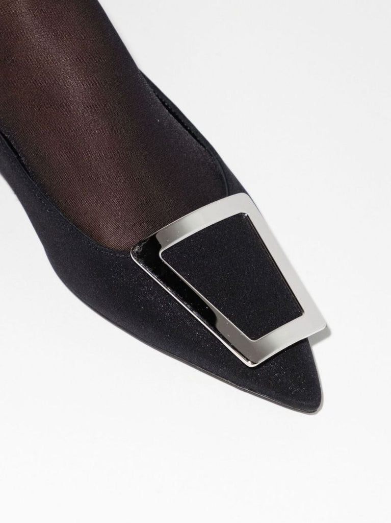 Black Maxine CrÃ_x0083_Âªpe De Chine Slingback Pumps