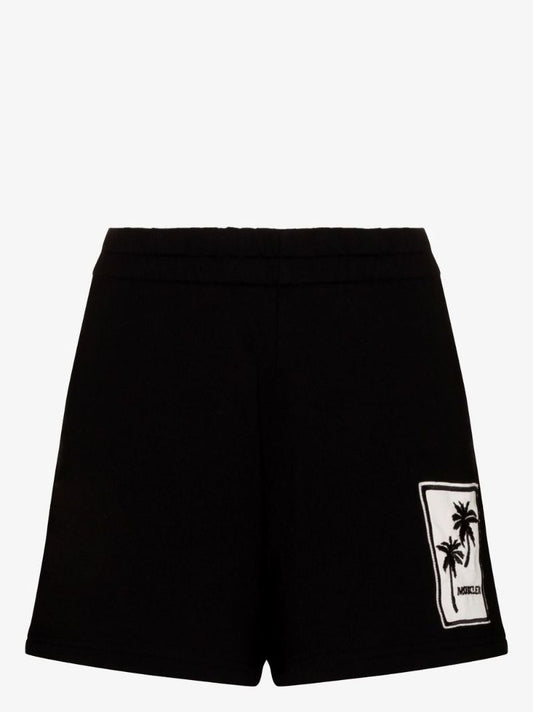 Palm Motif Cotton Shorts