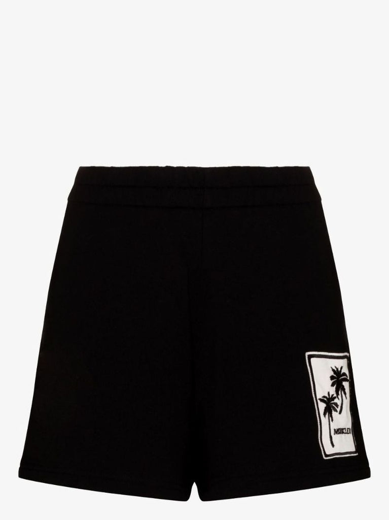 Palm Motif Cotton Shorts