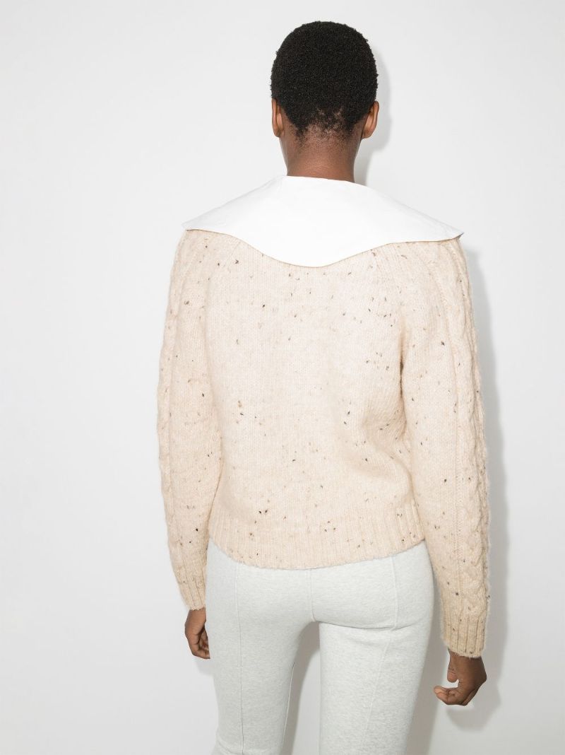 Contrast-collar Wool Cardigan