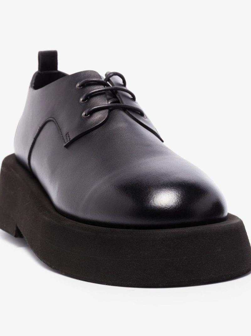 Black Leather Derby Shoes