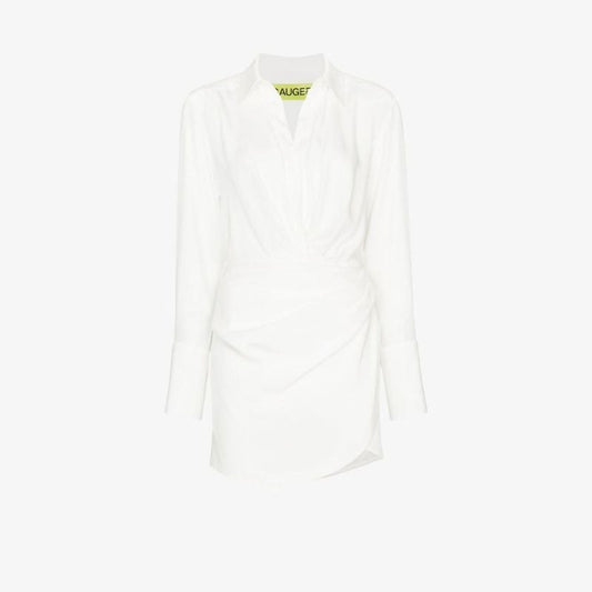 White Naha Silk Shirt Mini Dress