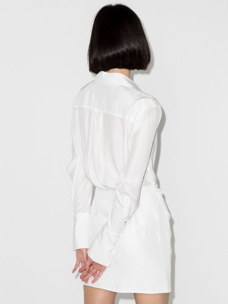 White Naha Silk Shirt Mini Dress