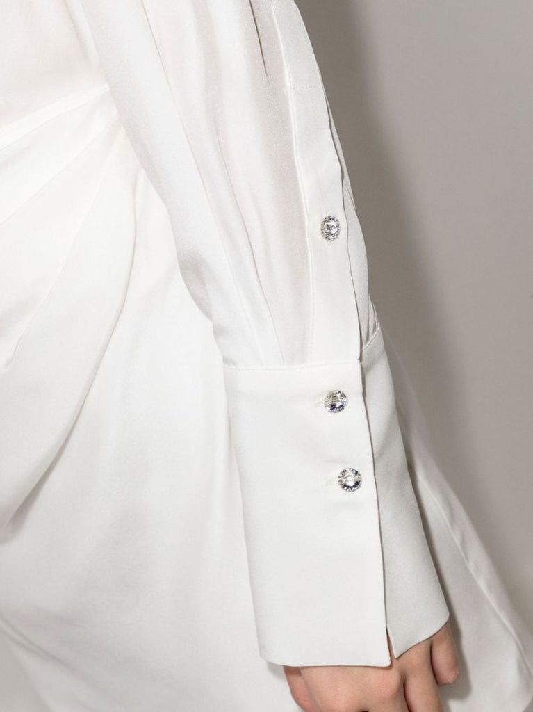 White Naha Silk Shirt Mini Dress
