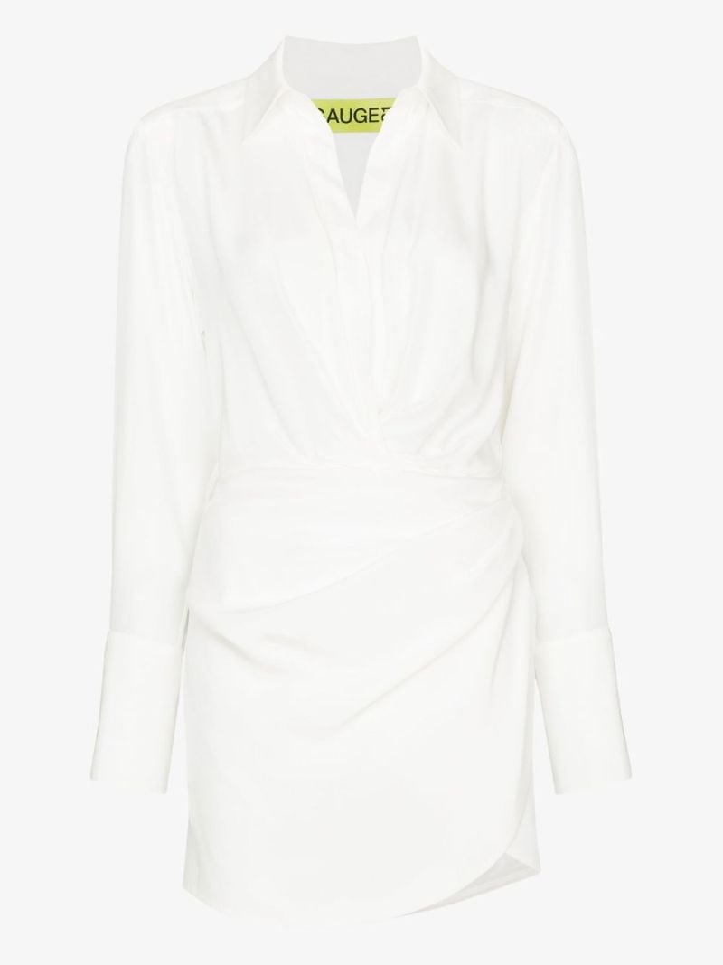 White Naha Silk Shirt Mini Dress
