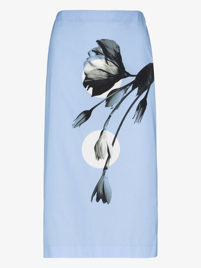 Floral Graphic Cotton Pencil Skirt