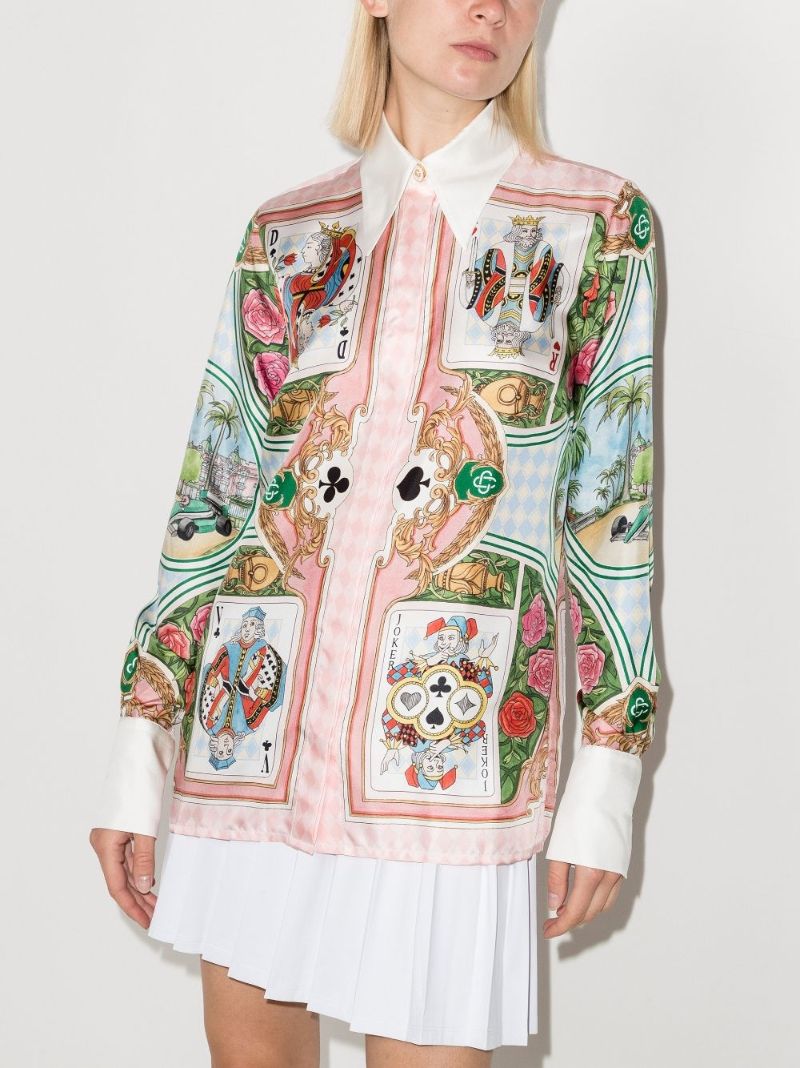 Le Jardin Des Cartes Print Silk Shirt
