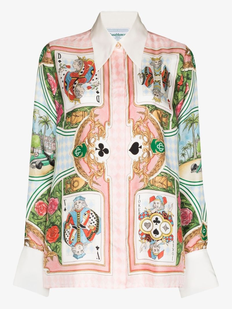 Le Jardin Des Cartes Print Silk Shirt