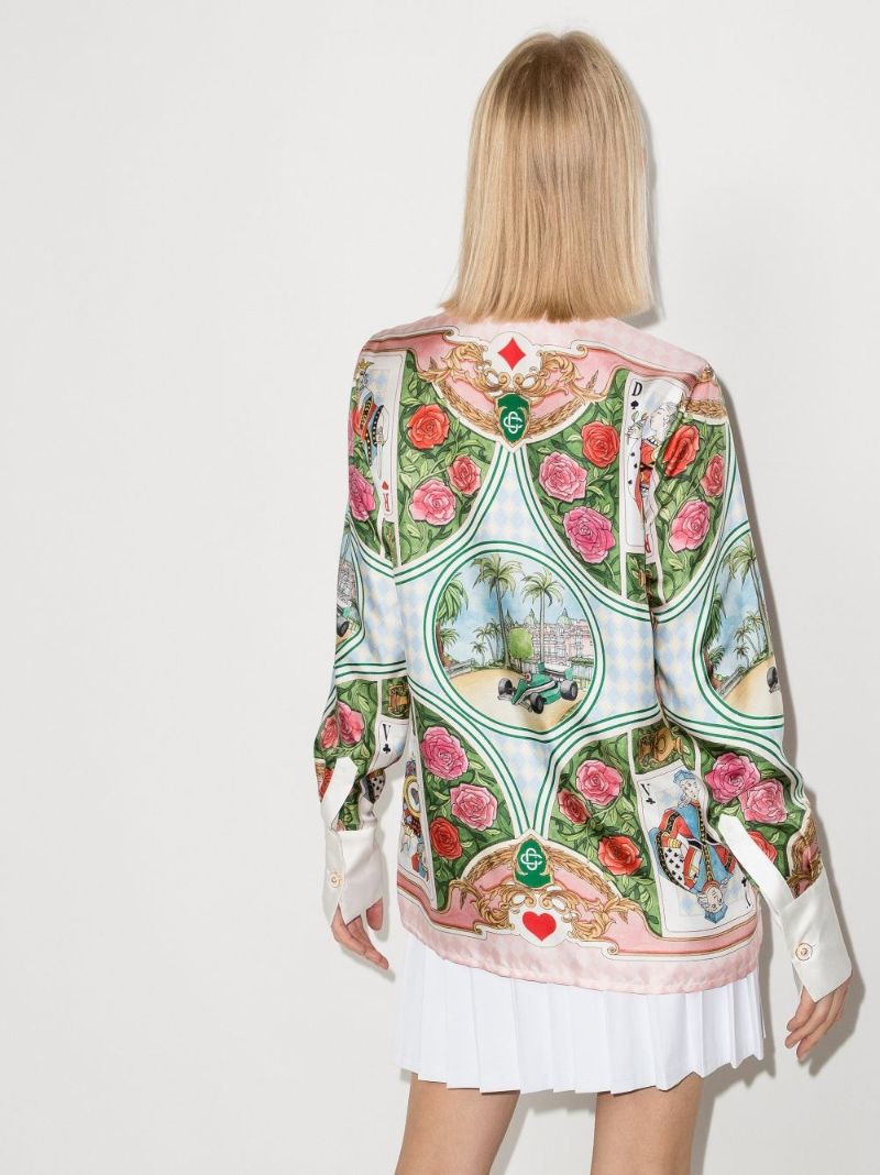Le Jardin Des Cartes Print Silk Shirt