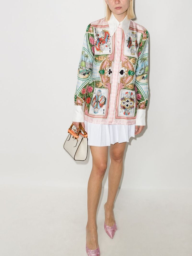 Le Jardin Des Cartes Print Silk Shirt