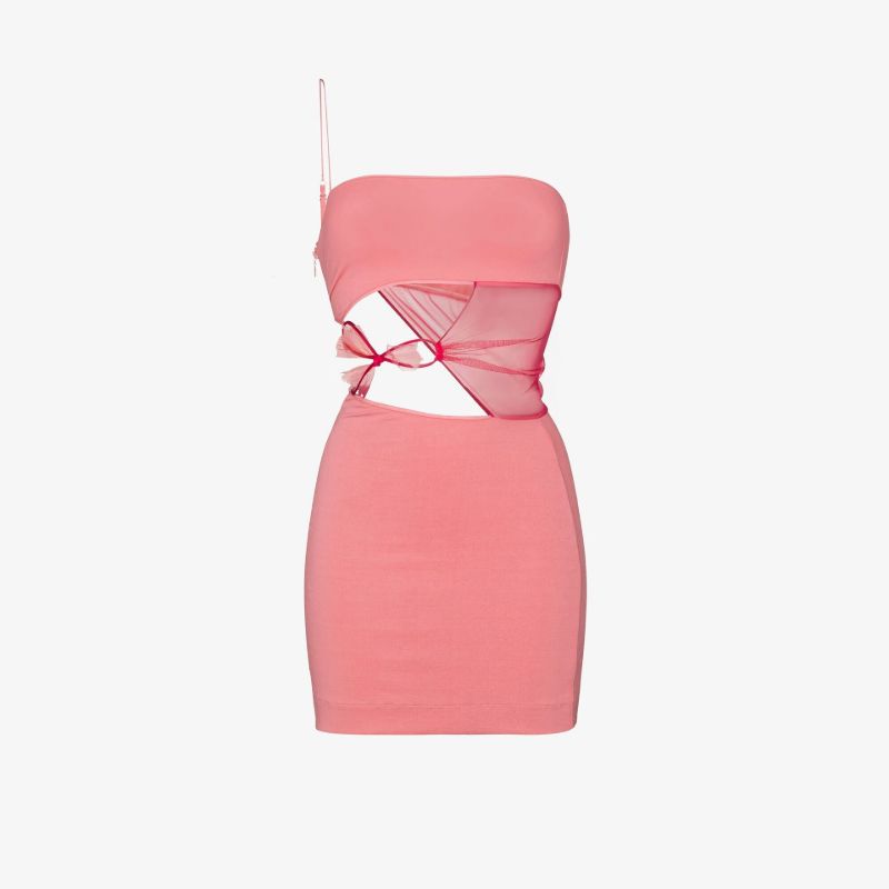 Pink Cutout Flower Mini Dress