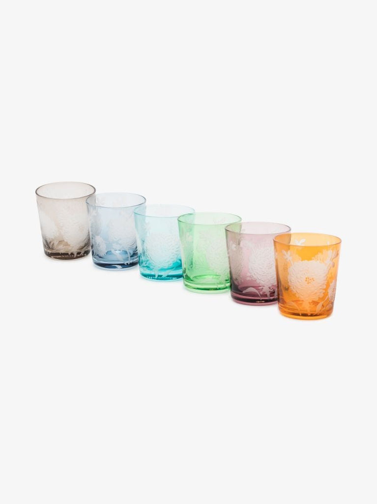 Multicolour Peony Drinking Glass Set