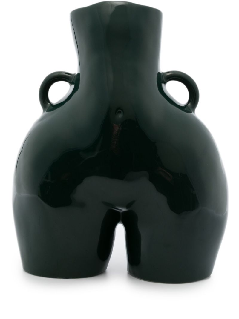 Green Love Handles Earthenware Vase