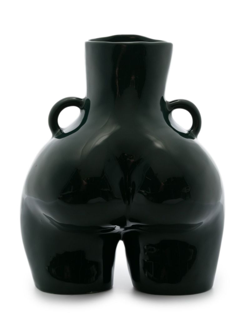 Green Love Handles Earthenware Vase