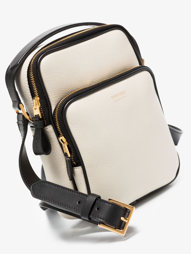 Neutral Logo Leather Messenger Bag