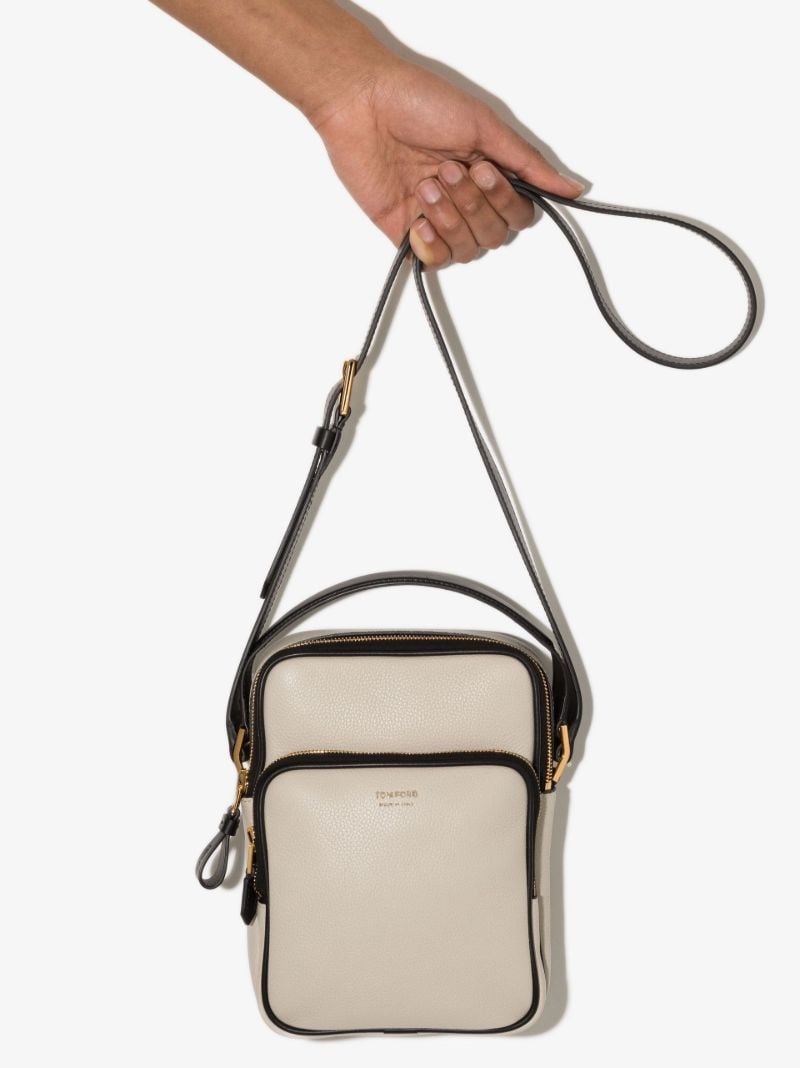 Neutral Logo Leather Messenger Bag