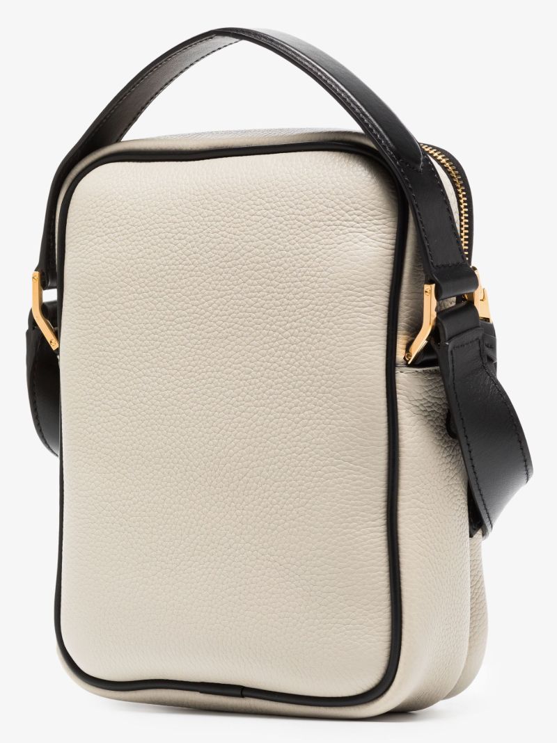 Neutral Logo Leather Messenger Bag