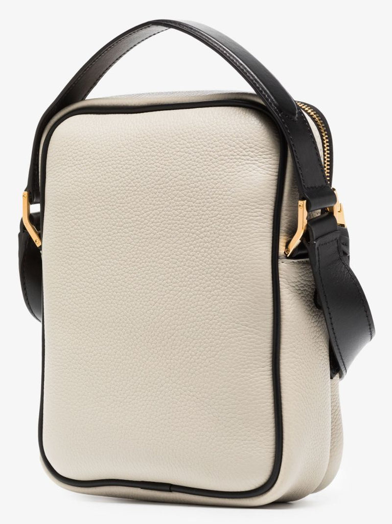 Neutral Logo Leather Messenger Bag