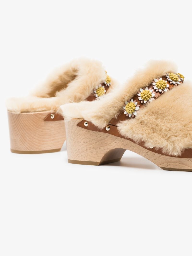 Neutral Jean Daisy Shearling Clogs