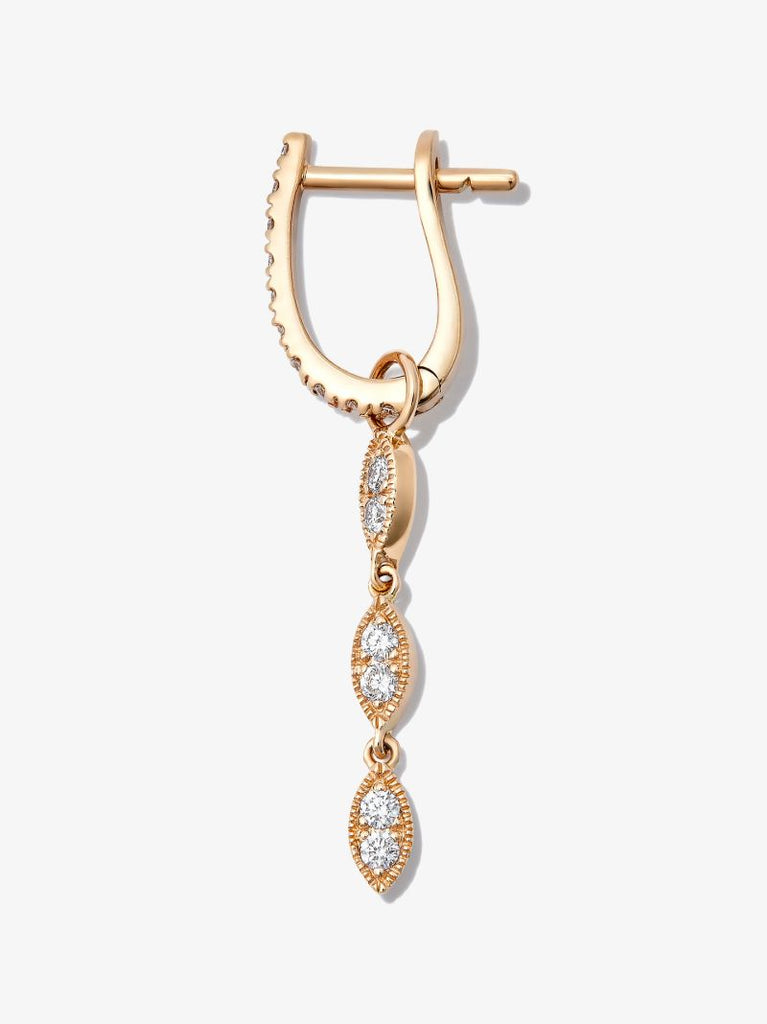 18k Yellow Gold Cleo Diamond Drop Huggie Earring