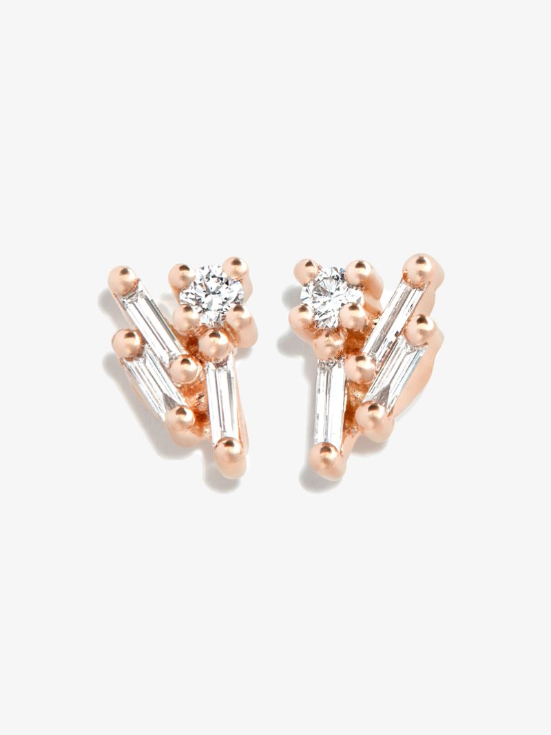 18k Rose Gold Classic Eva Diamond Stud Earrings