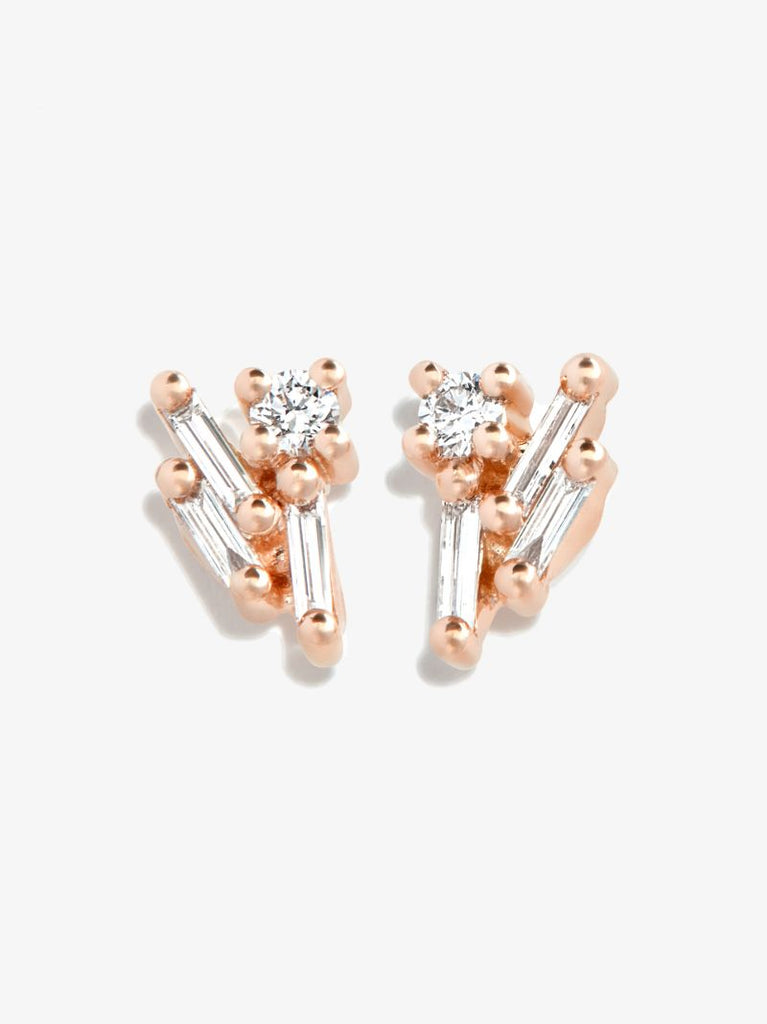 18k Rose Gold Classic Eva Diamond Stud Earrings