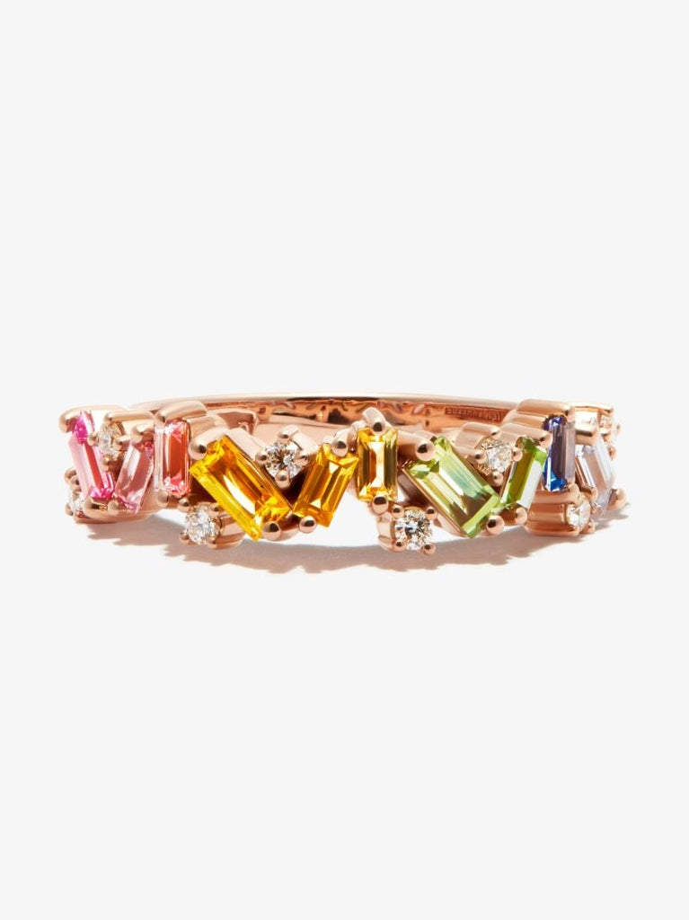 18k Rose Gold Rainbow Fireworks Frenzy Sapphire Diamond Ring