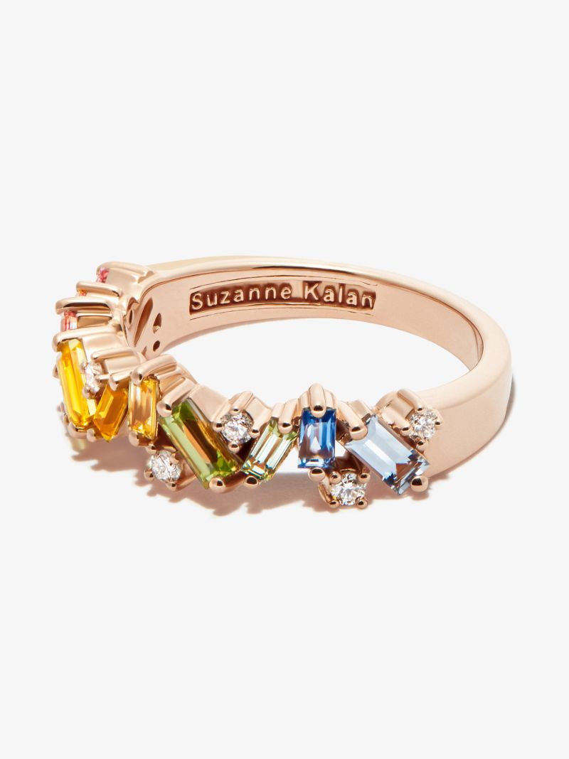 18k Rose Gold Rainbow Fireworks Frenzy Sapphire Diamond Ring