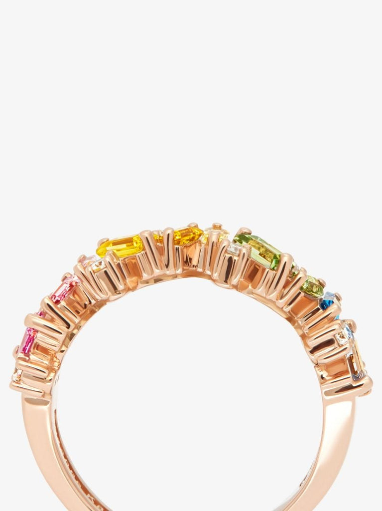 18k Rose Gold Rainbow Fireworks Frenzy Sapphire Diamond Ring