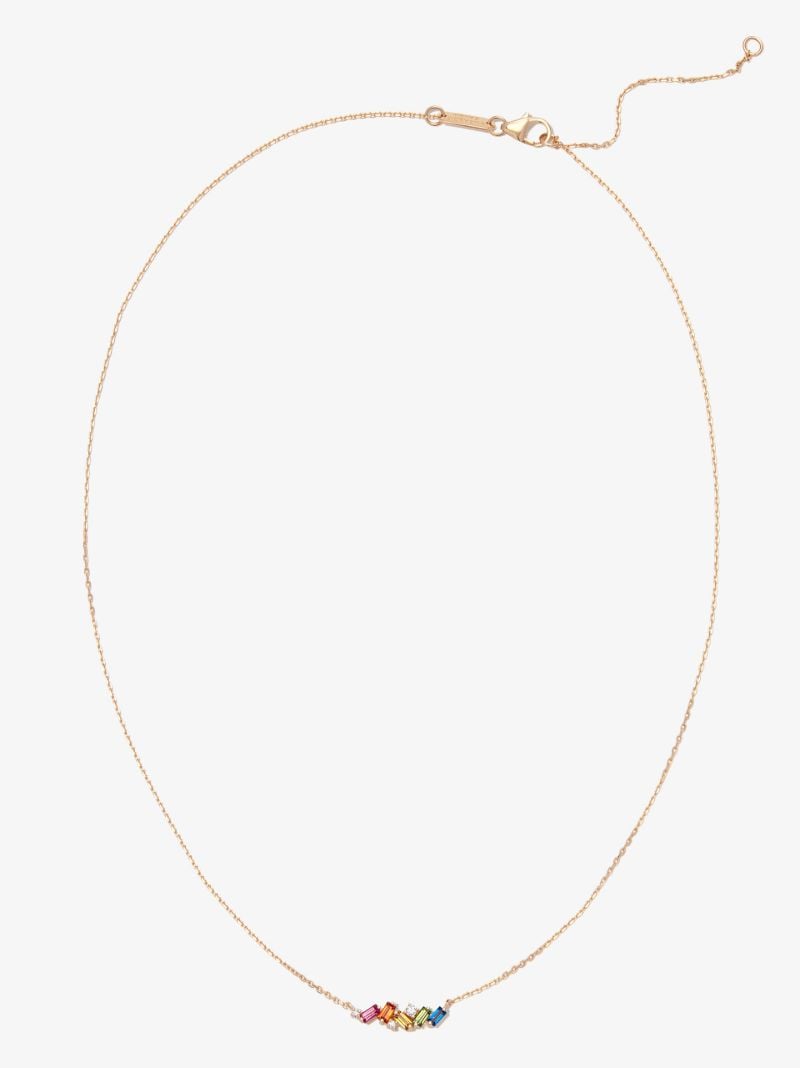 18k Yellow Gold Mini Rainbow Sapphire Necklace