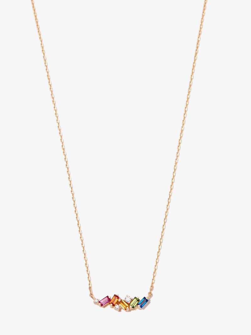 18k Yellow Gold Mini Rainbow Sapphire Necklace