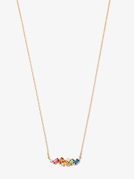 18k Yellow Gold Mini Rainbow Sapphire Necklace