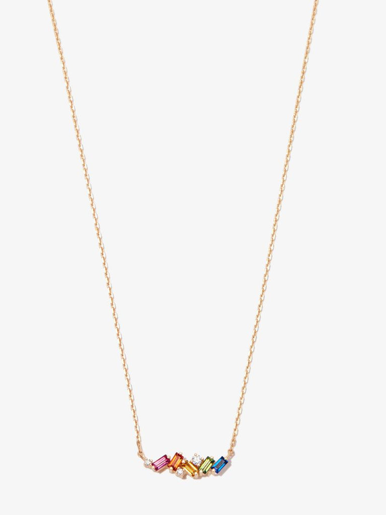 18k Yellow Gold Mini Rainbow Sapphire Necklace