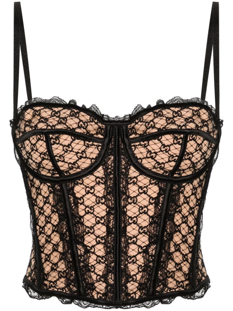 Black Gg Net Corset Top