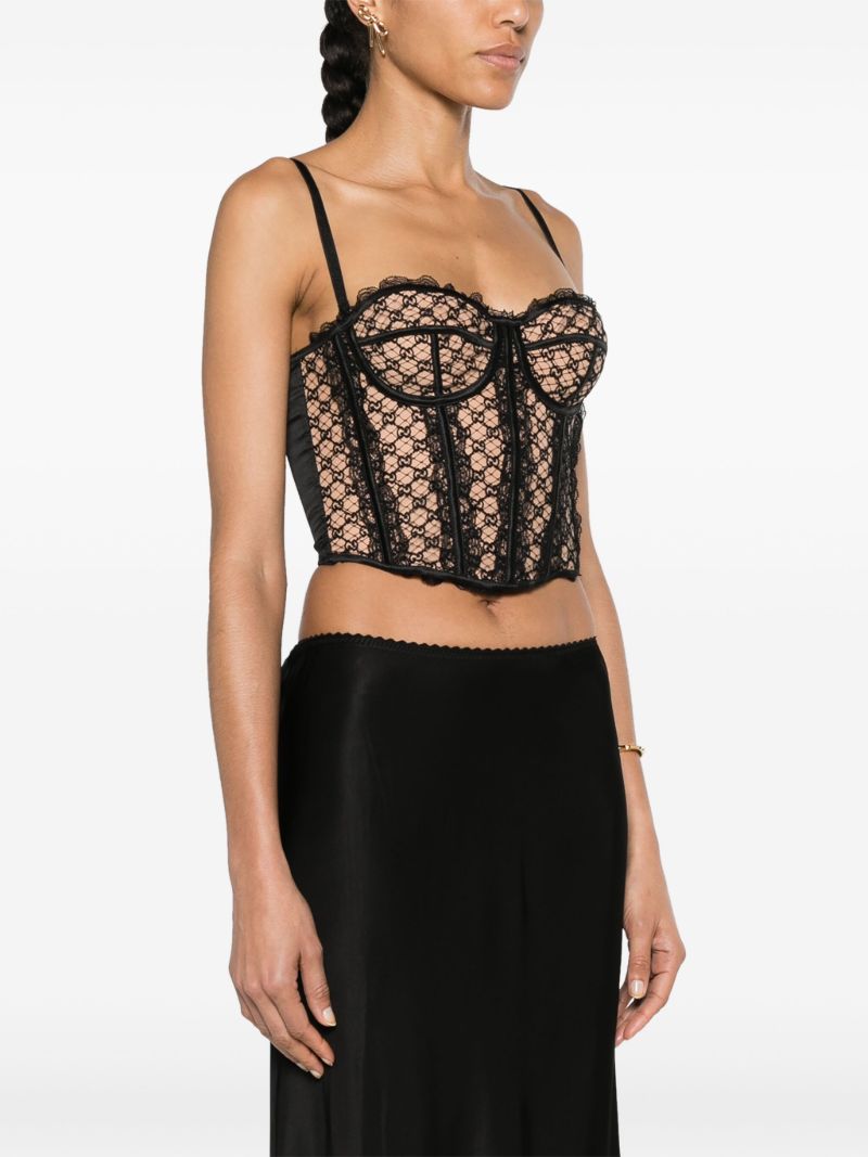 Black Gg Net Corset Top